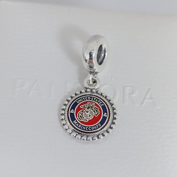 Pandora USMC Charm United States Marine Corps Dangle Charm S925 Silver with box - Picture 2 of 6